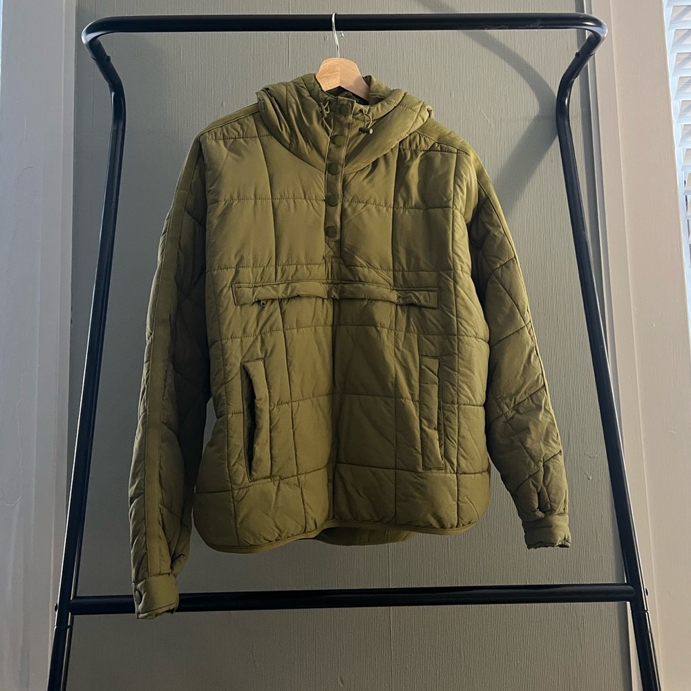 Free People FP Movement Pippa Packable Pullover Puffer Top Winter Snow Green
